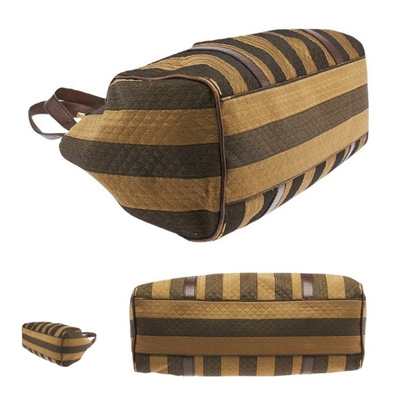 SOLD! Authentic FENDI FF Logo Pequin Bag Baguette Boston - Picture 6 of 7